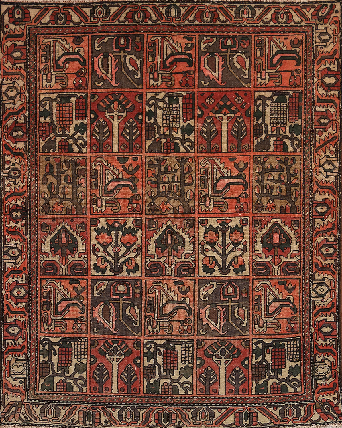 Garden Design Wool Balouch Persian Rug 5x6
