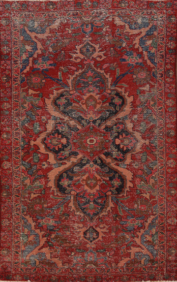 Vintage Red Floral Lilian Persian Rug 4x7