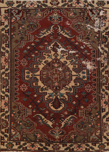 Red Geometric Wool Bakhtiari Persian Rug 5x7