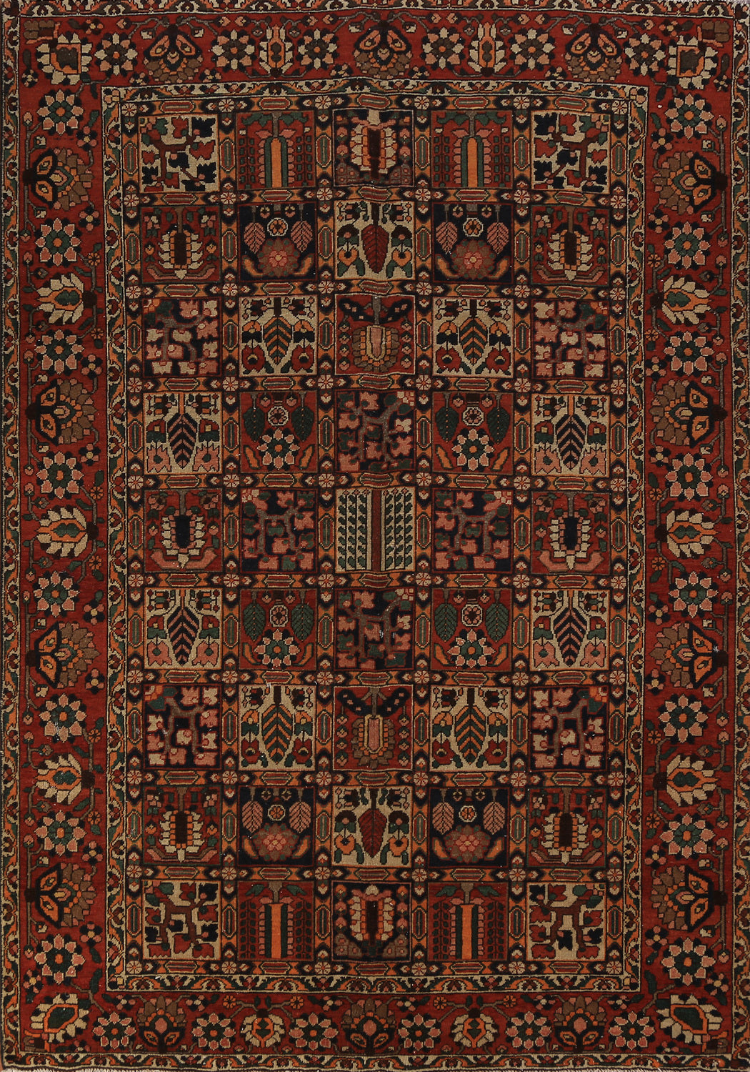 Garden Design Wool Bakhtiari Persian Area Rug 7x10