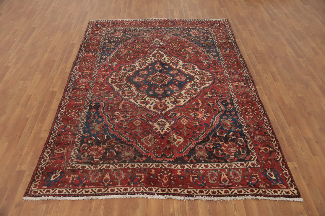 Vintage Wool Bakhtiari Persian Area Rug 7x10