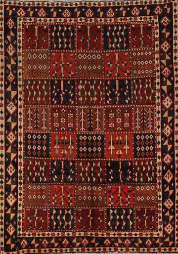 All-Over Geometric Bakhtiari Persian Area Rug 7x9