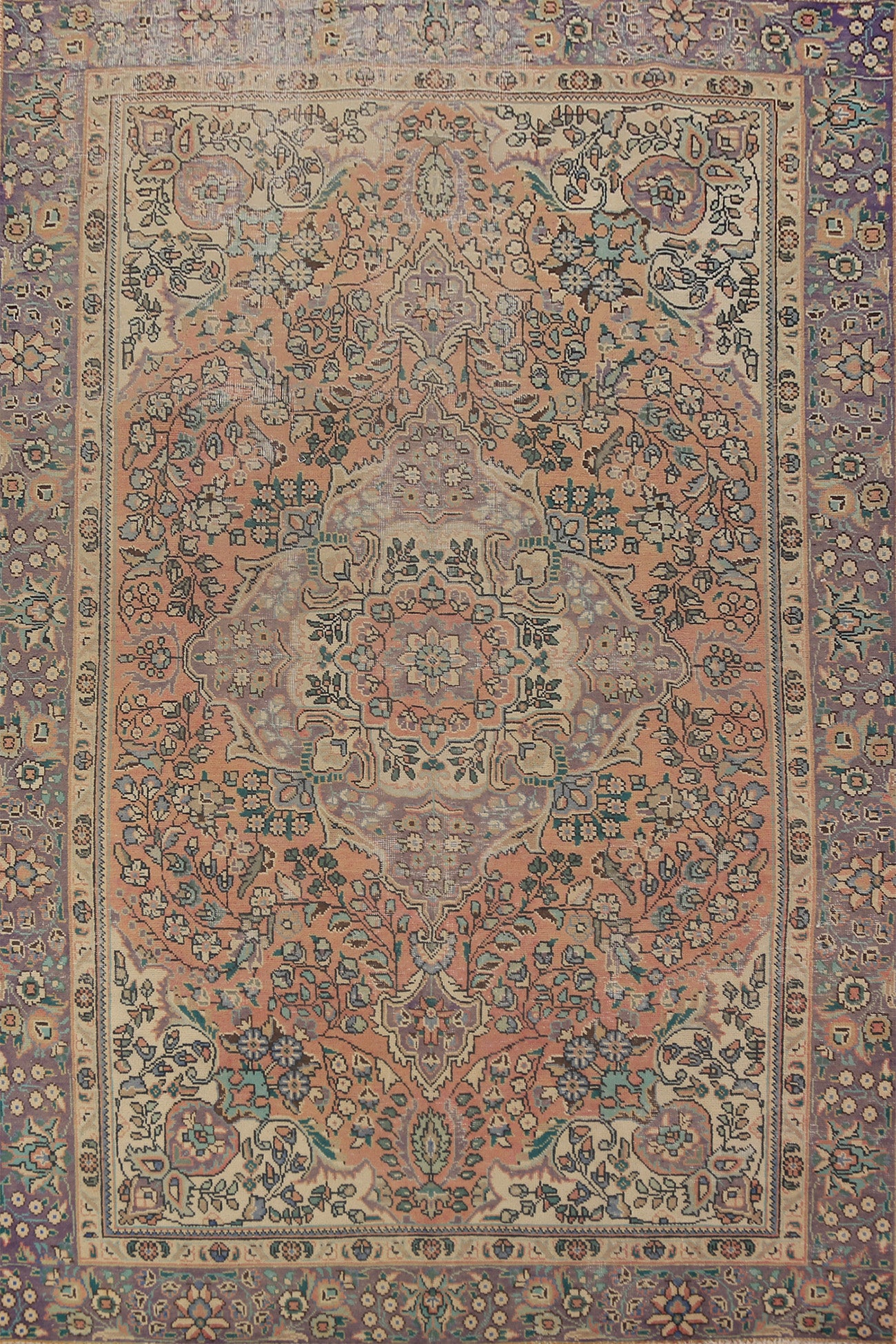 Handmade Floral Wool Tabriz Persian Area Rug 6x9