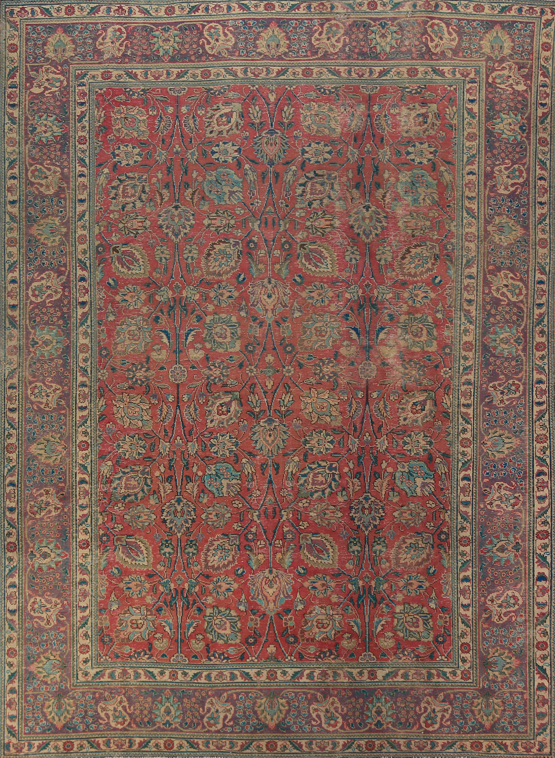 Vintage Floral Tabriz Persian Area Rug 8x11