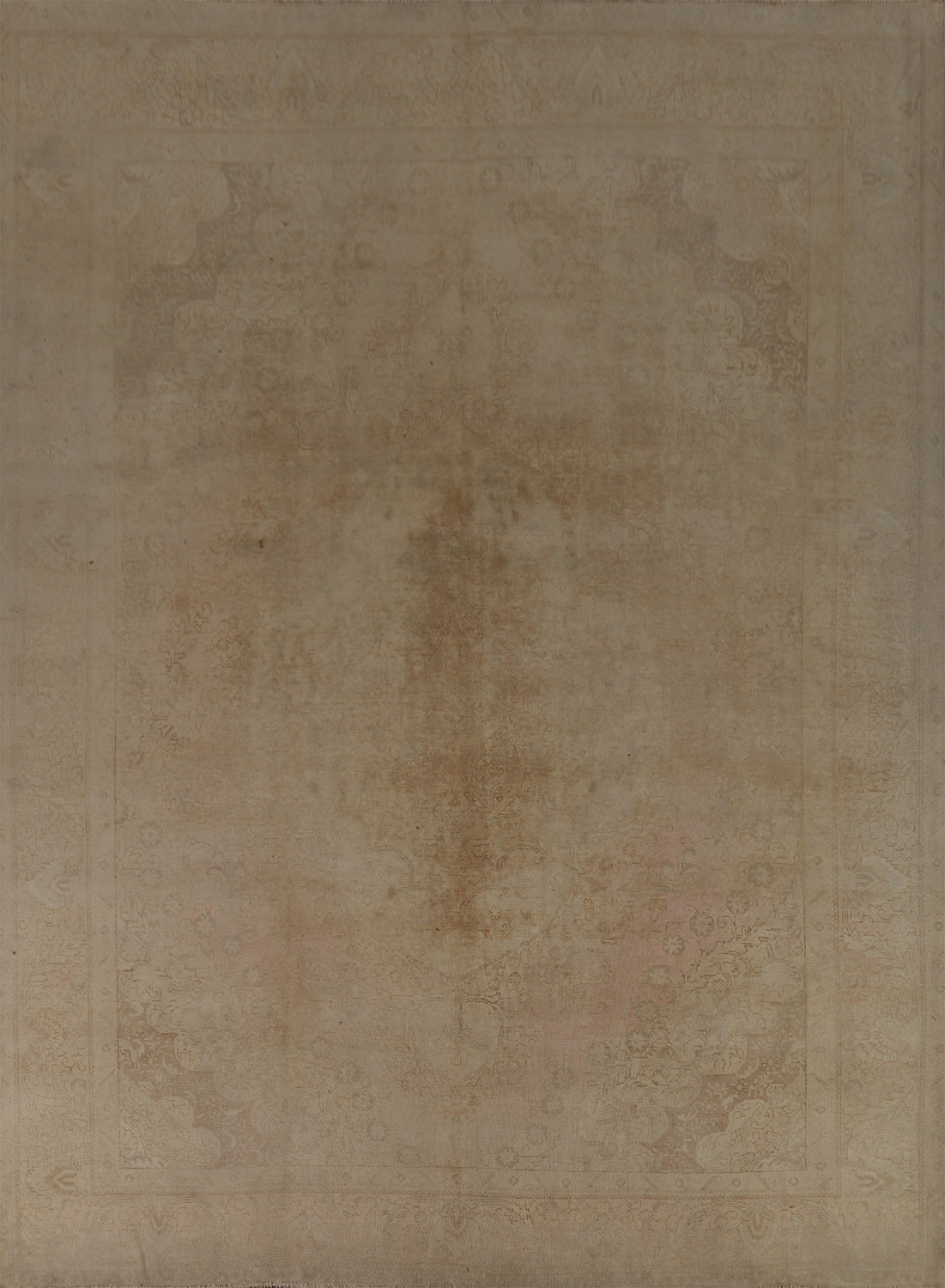 Pink & Gold Beige Wool Tabriz Persian Area Rug 10x13