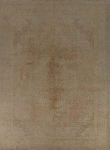 Pink & Gold Beige Wool Tabriz Persian Area Rug 10x13