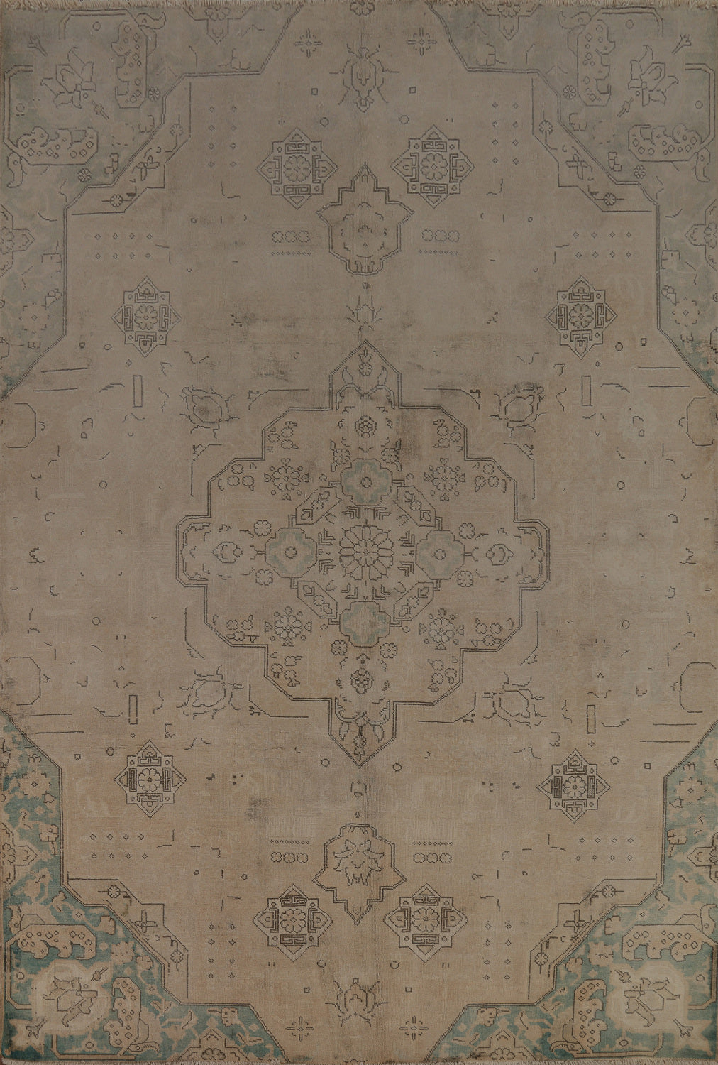 Geometric Wool Tabriz Persian Area Rug 7x10