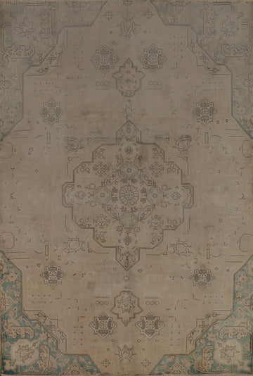 Geometric Wool Tabriz Persian Area Rug 7x10