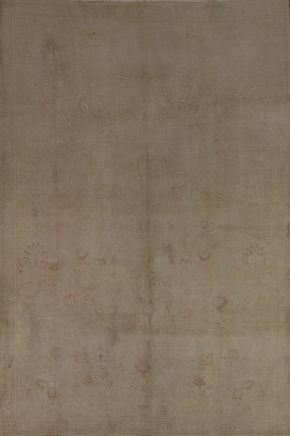Distressed Floral Wool Tabriz Persian Area Rug 7x10