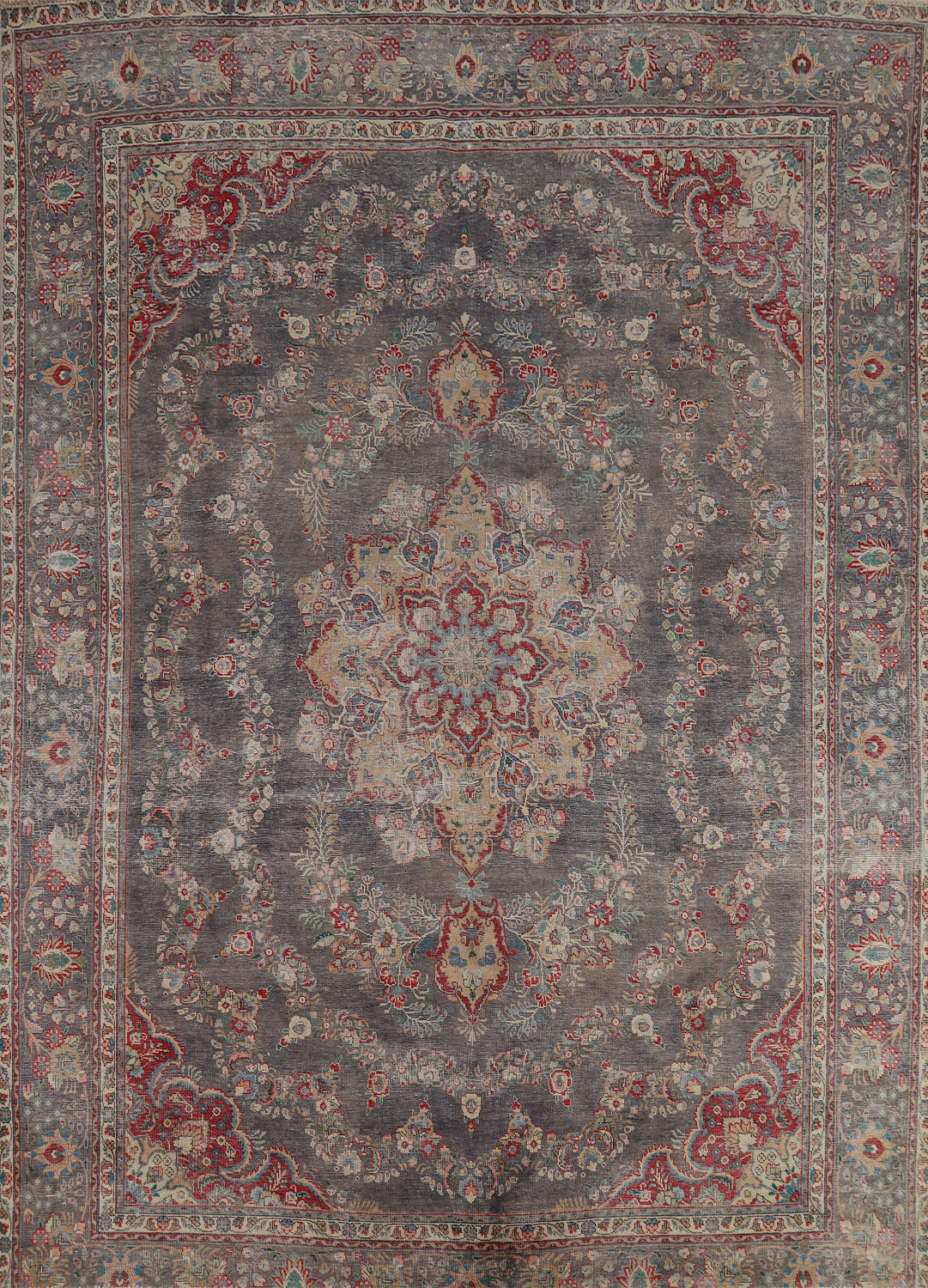 Vintage Navy Blue Tabriz Persian Area Rug 10x12