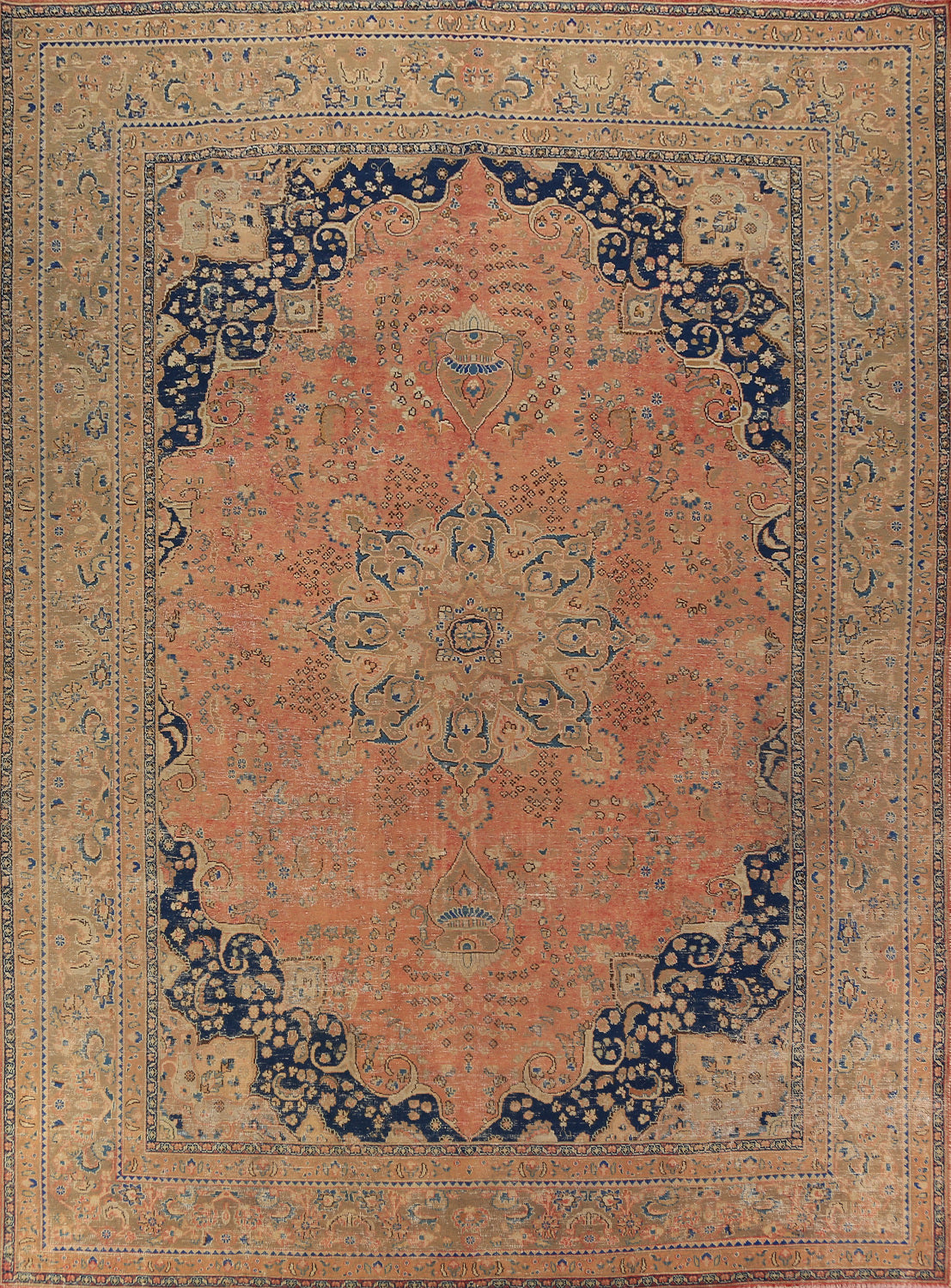 Medallion Wool Mashad Persian Area Rug 10x13