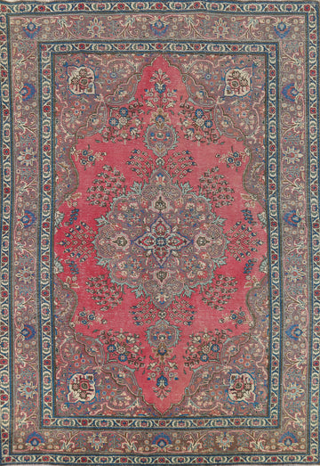 Vintage Pink Wool Tabriz Persian Area Rug 8x11