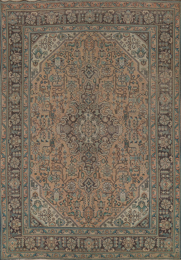 Vintage Geometric Tabriz Persian Area Rug 8x11