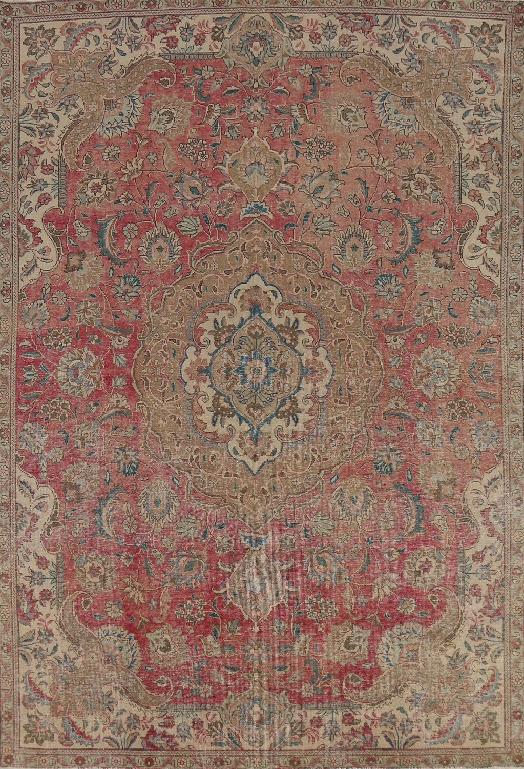 Pink Medallion Floral Tabriz Persian Area Rug 8x11