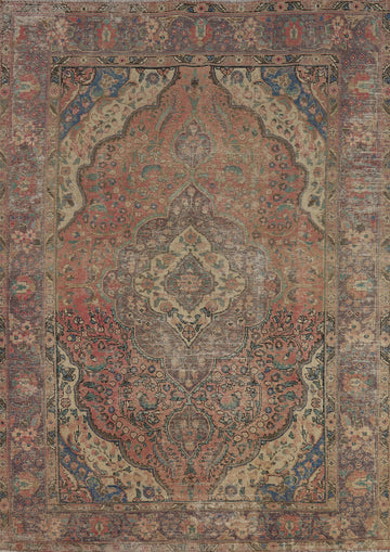 Vintage Wool Tabriz Persian Area Rug 7x10