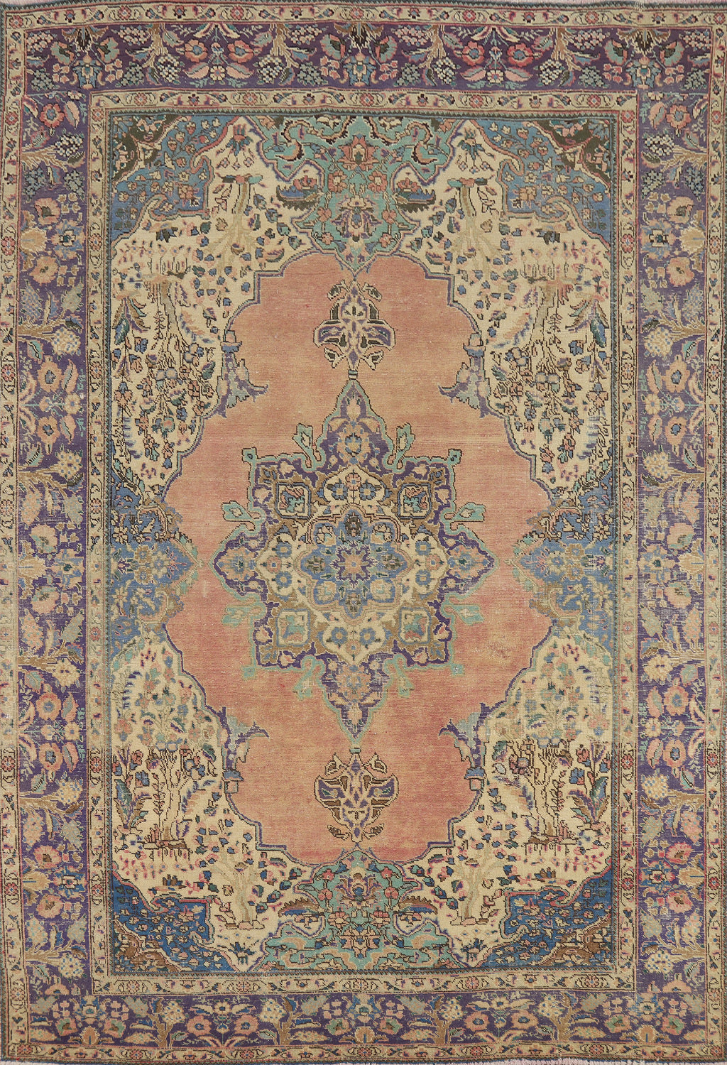 Vintage Wool Tabriz Persian Area Rug 7x10