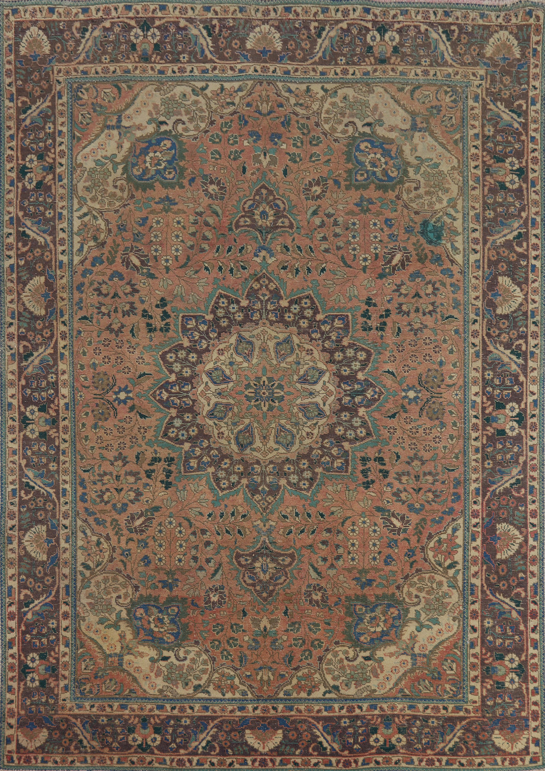 Wool Medallion Tabriz Persian Area Rug 7x10