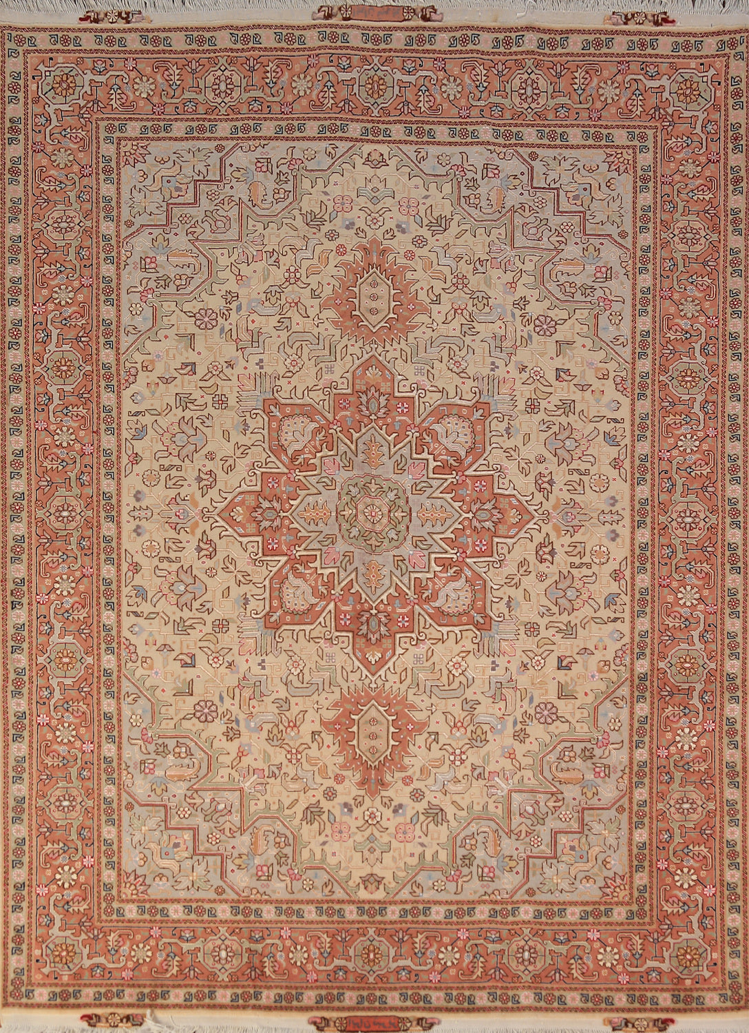 Geometric Wool Tabriz Persian Rug 5x7