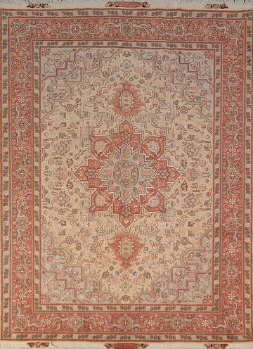 Geometric Wool Tabriz Persian Rug 5x7