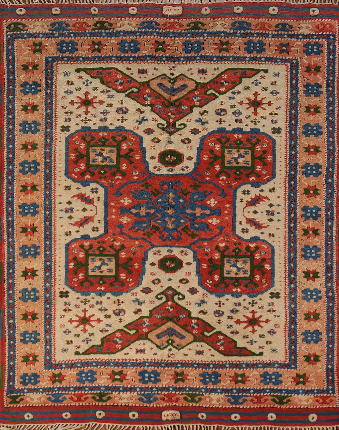 Vintage Geometric Anatolian Turkish Rug 5x6