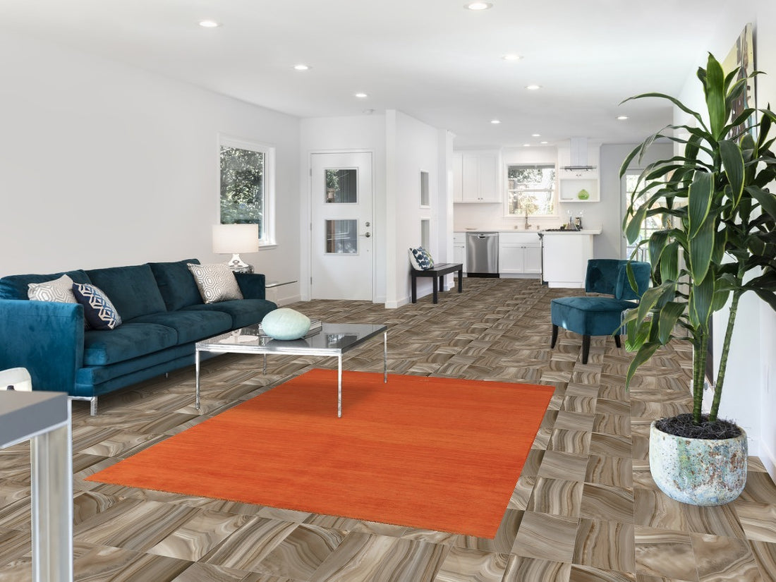 Orange Wool Gabbeh Modern Rug 5x7