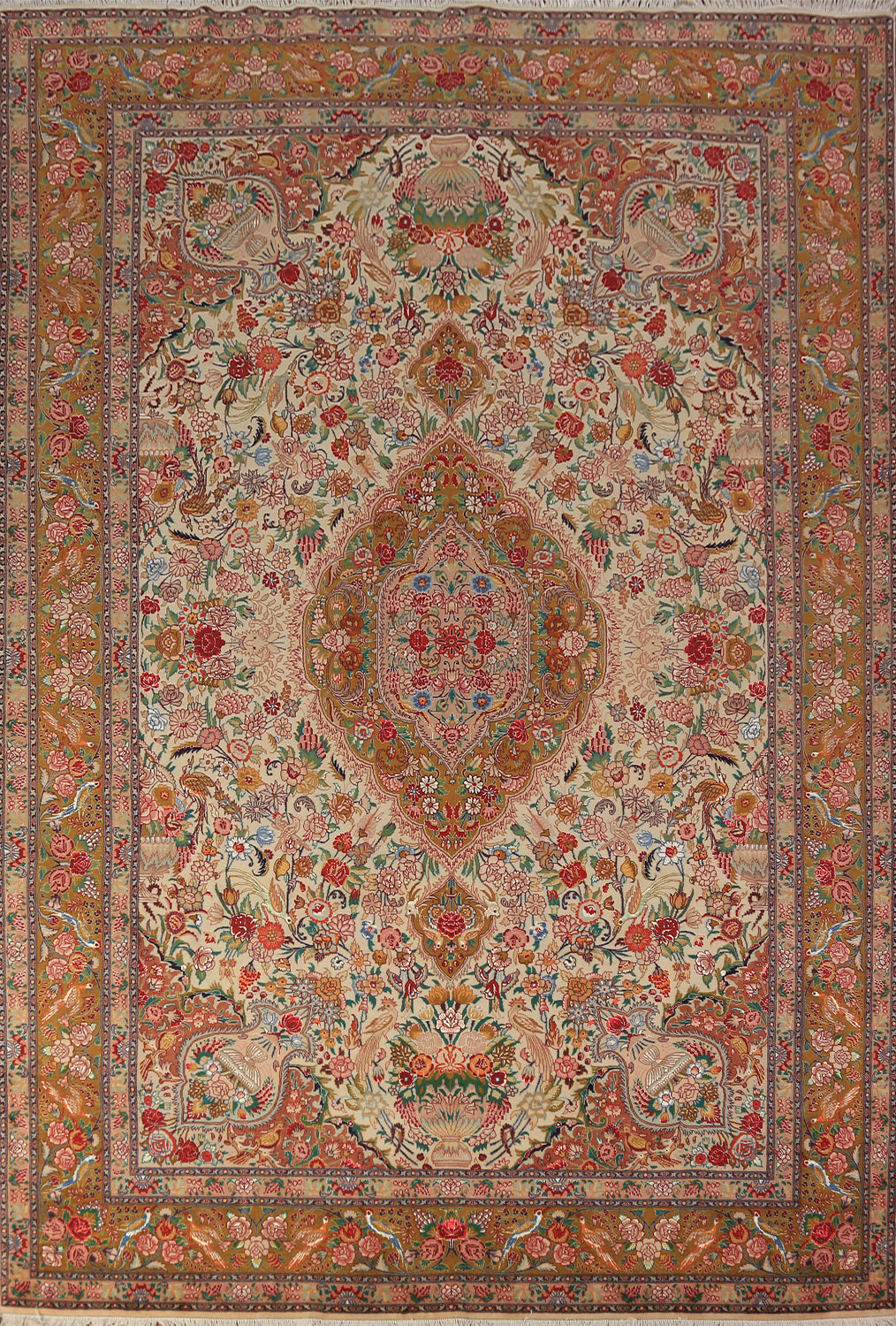 Vegetable Dye Animals Design Tabriz Persian Area Rug 7x10