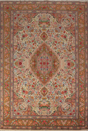 Vegetable Dye Animals Design Tabriz Persian Area Rug 7x10