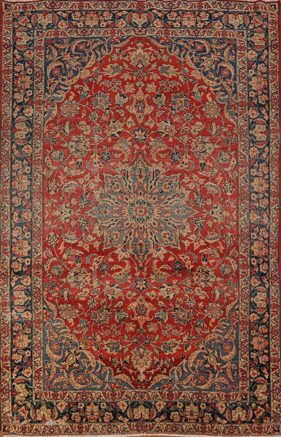 Vintage Floral Isfahan Persian Area Rug 7x11