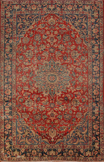 Vintage Floral Isfahan Persian Area Rug 7x11