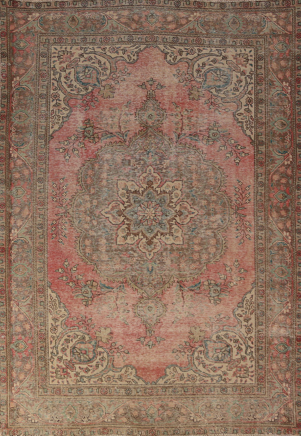Handmade Pink Wool Tabriz Persian Area Rug 6x9
