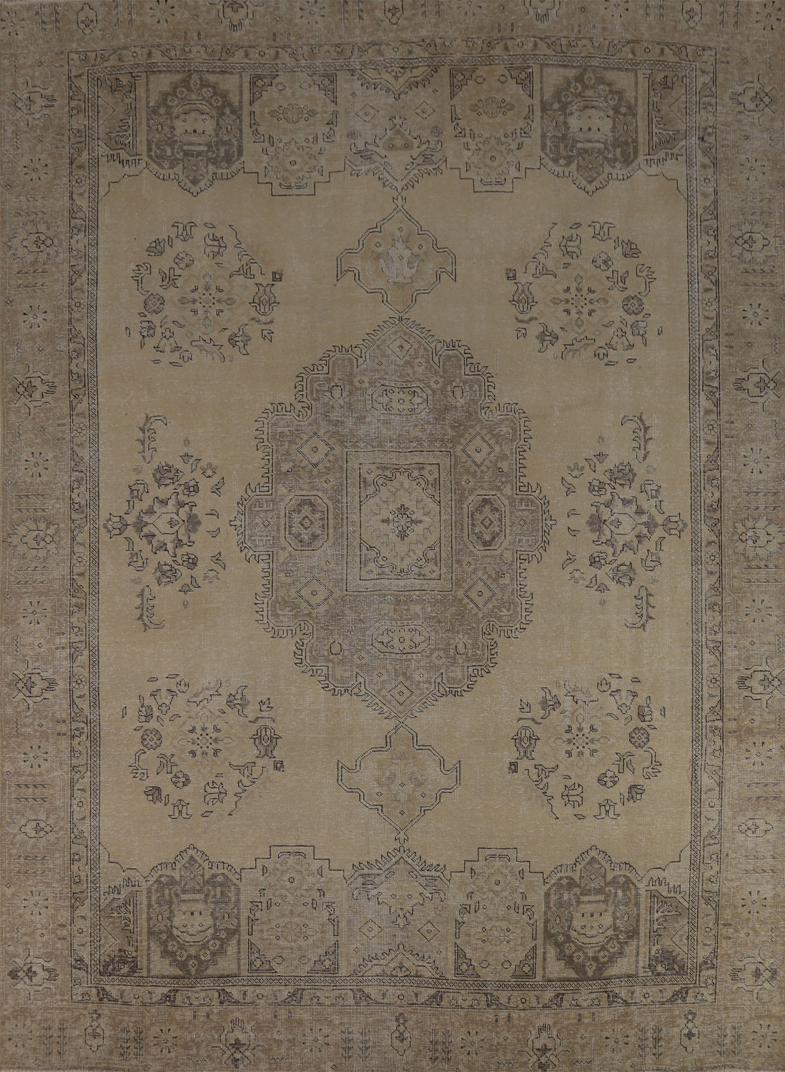Geometric Wool Tabriz Persian Area Rug 9x11