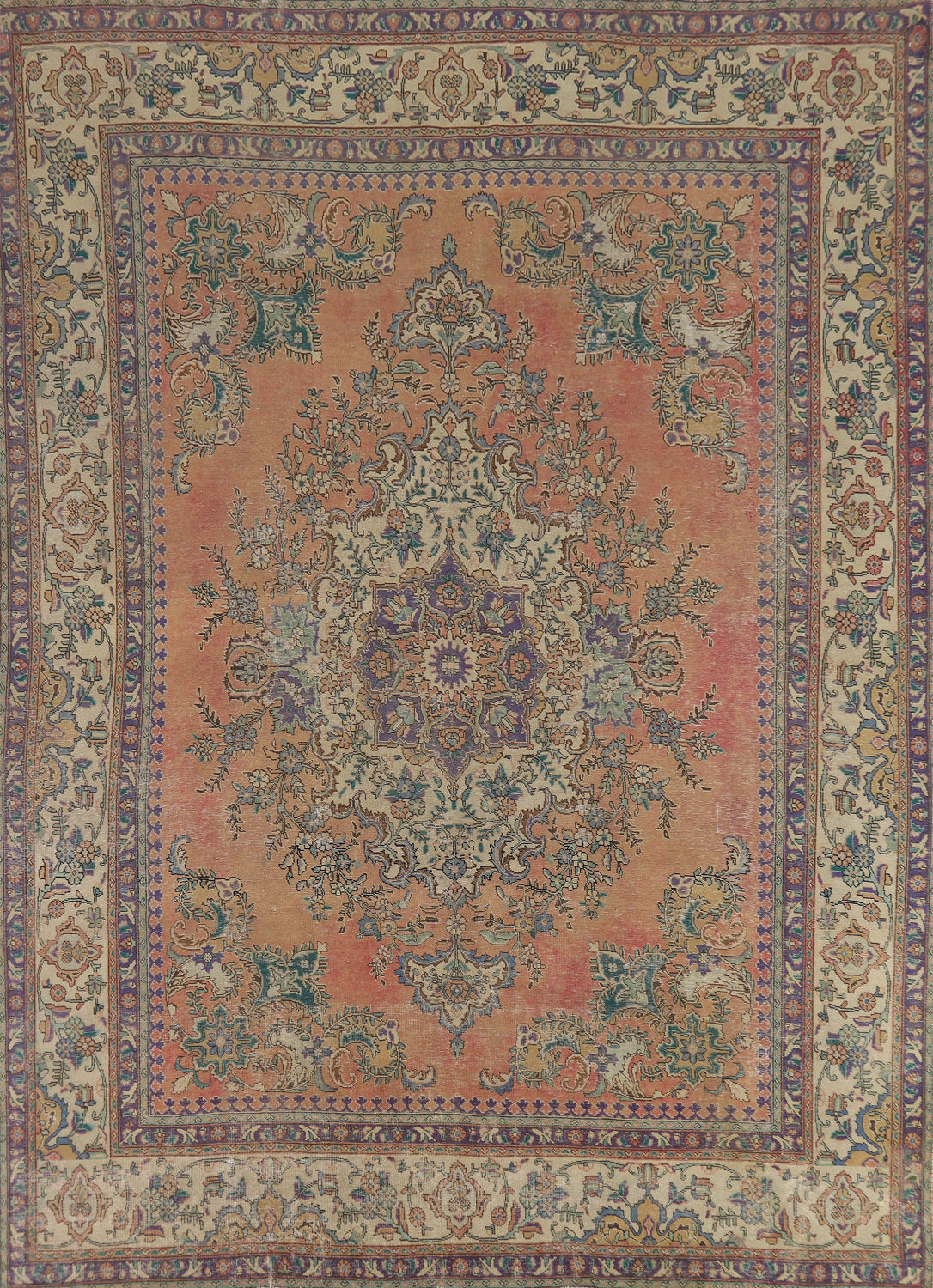 Vegetable Dye Wool Tabriz Persian Area Rug 9x12