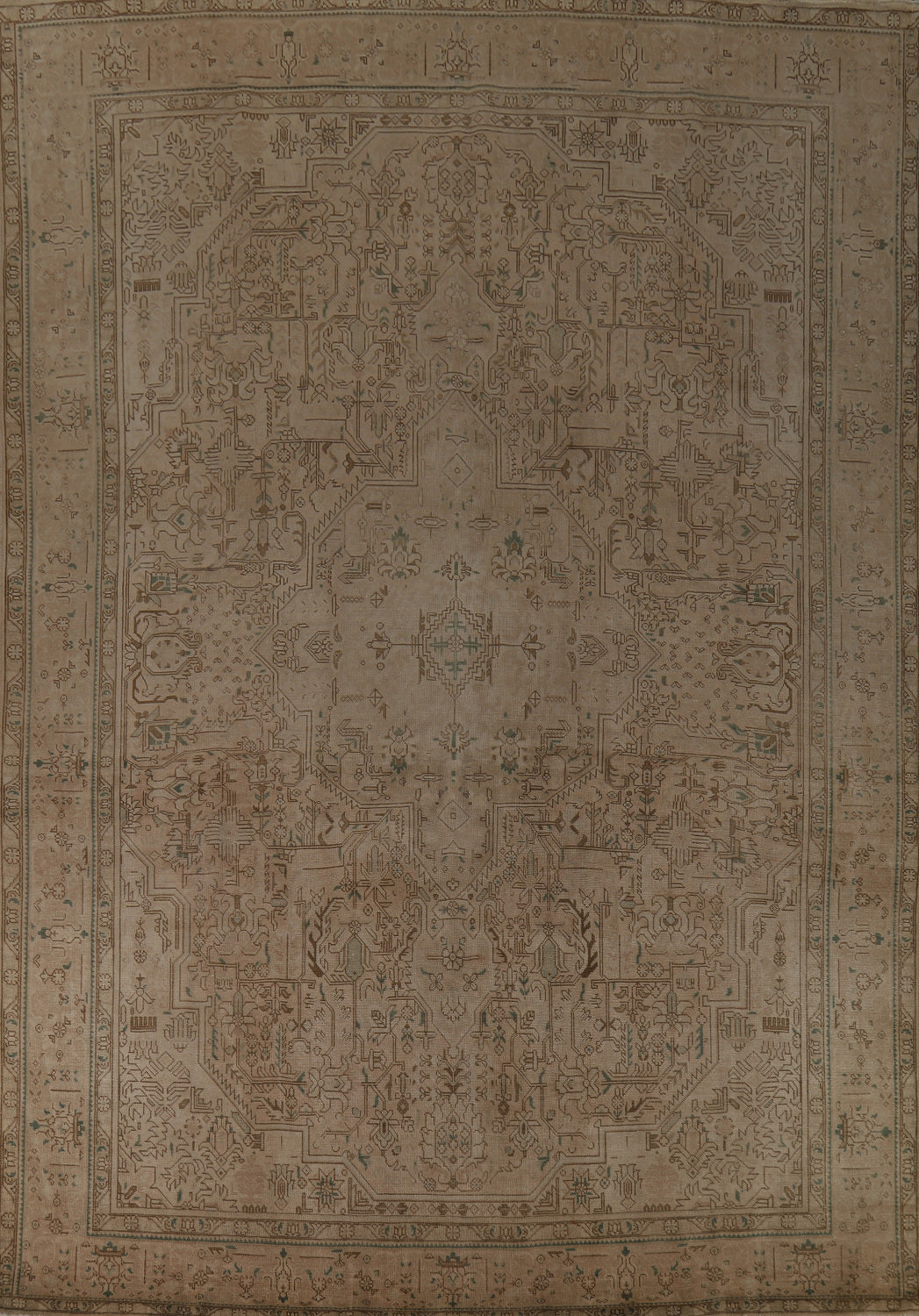 Vintage Geometric Tabriz Persian Area Rug 10x13