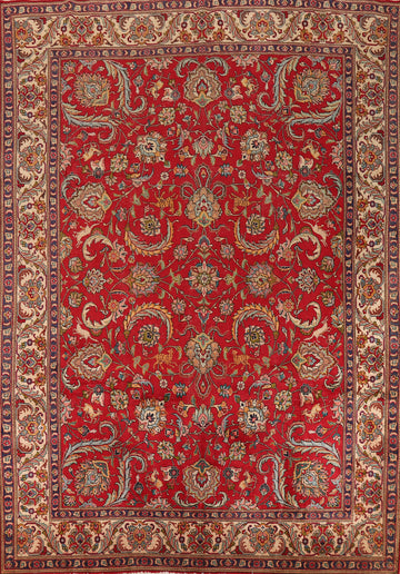 All-Over Floral Red Tabriz Persian Area Rug 10x13