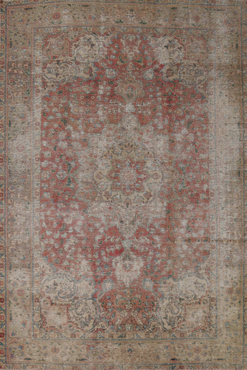 Distressed Wool Tabriz Persian Area Rug 7x10