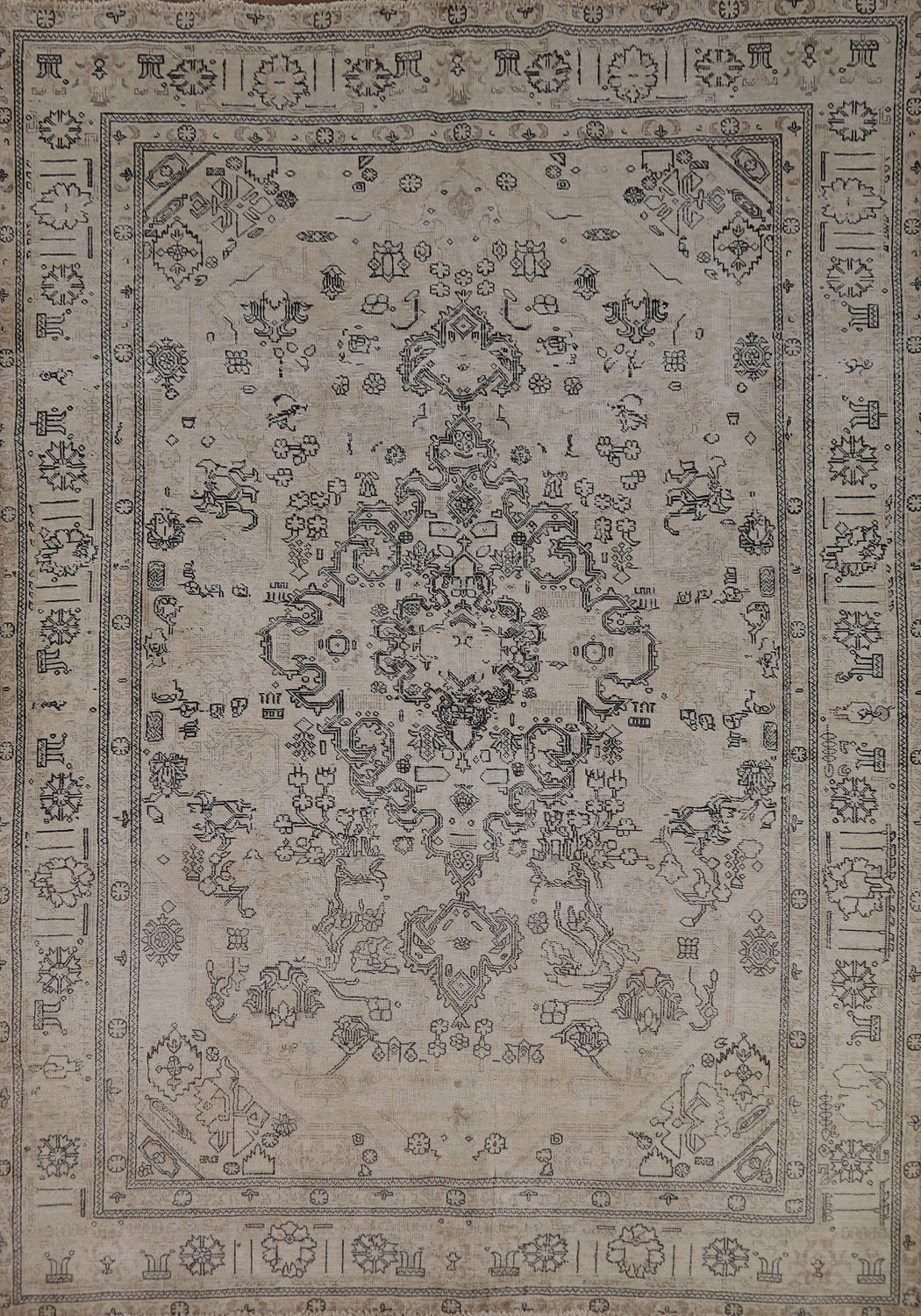Vintage Geometric Tabriz Persian Area Rug 6x9