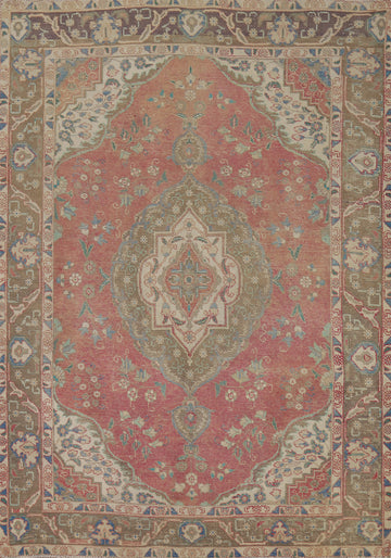 Pink Wool Tabriz Persian Area Rug 6x9