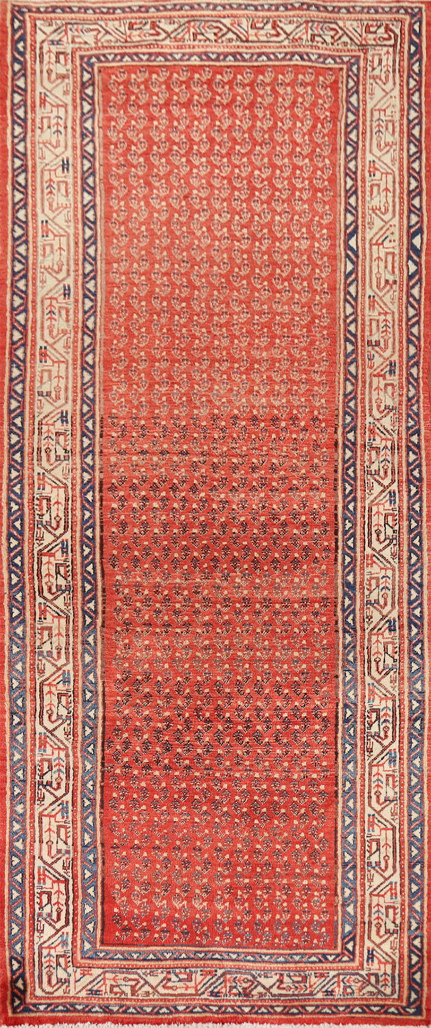 All-Over Wool Boteh Botemir Persian Runner Rug 4x10