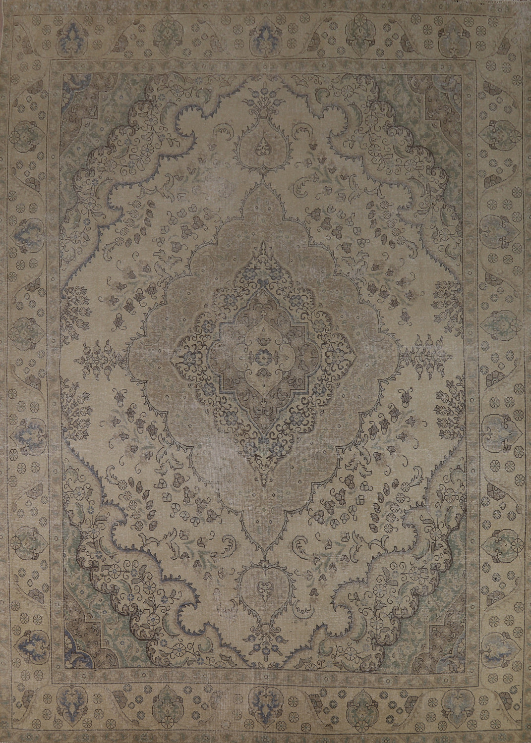 Vintage Wool Medallion Tabriz Persian Area Rug 9x12