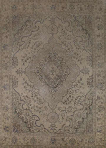 Vintage Wool Medallion Tabriz Persian Area Rug 9x12