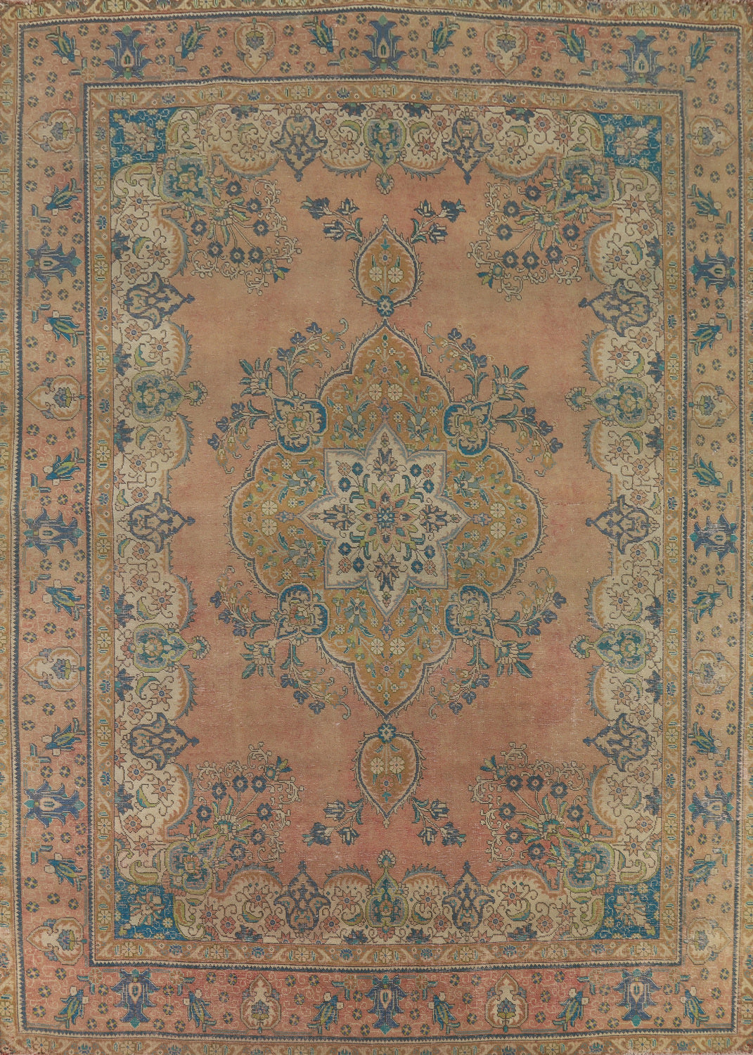 Vintage Medallion Tabriz Persian Area Rug 10x13