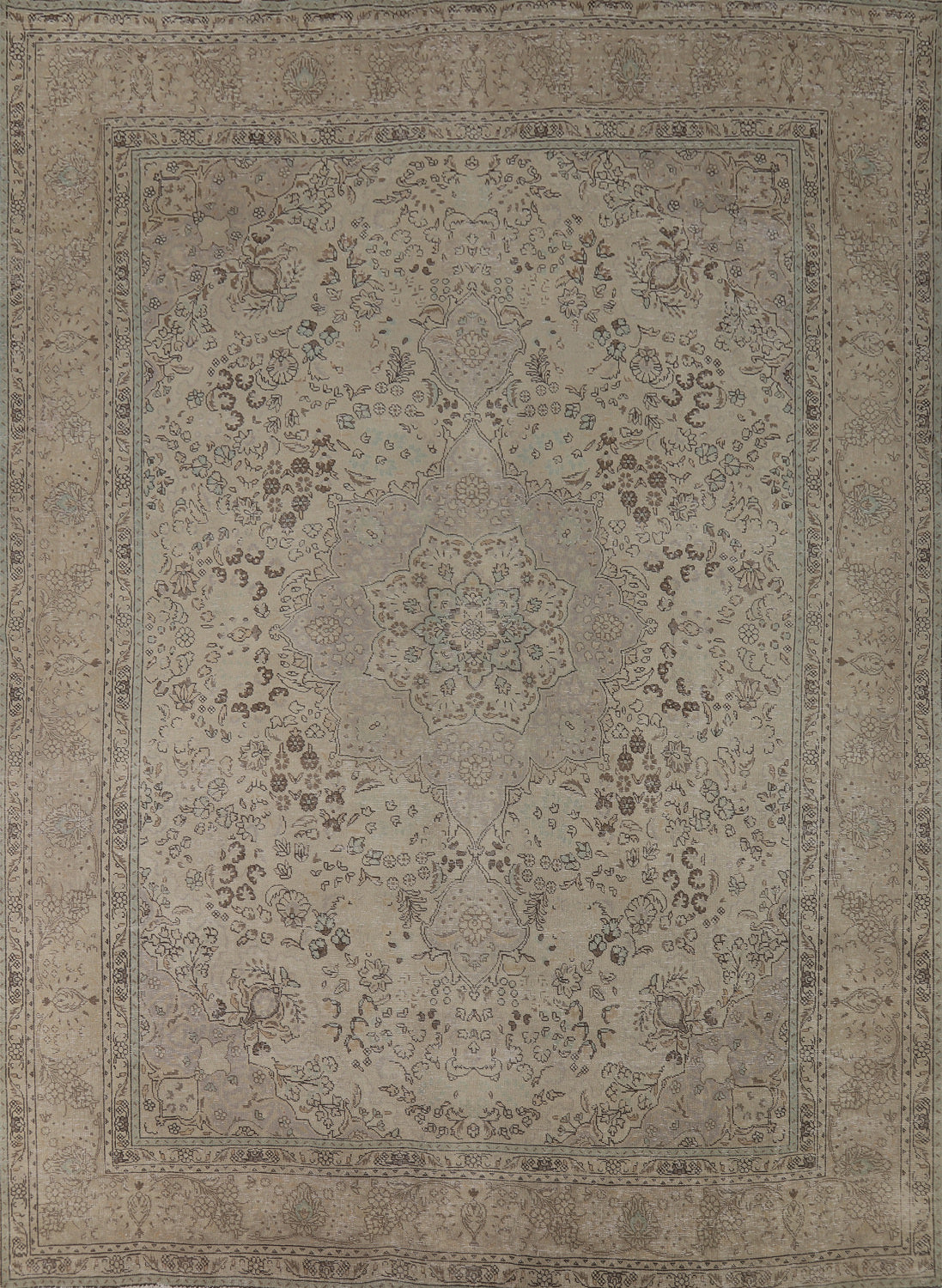 Floral Wool Medallion Tabriz Persian Area Rug 10x12
