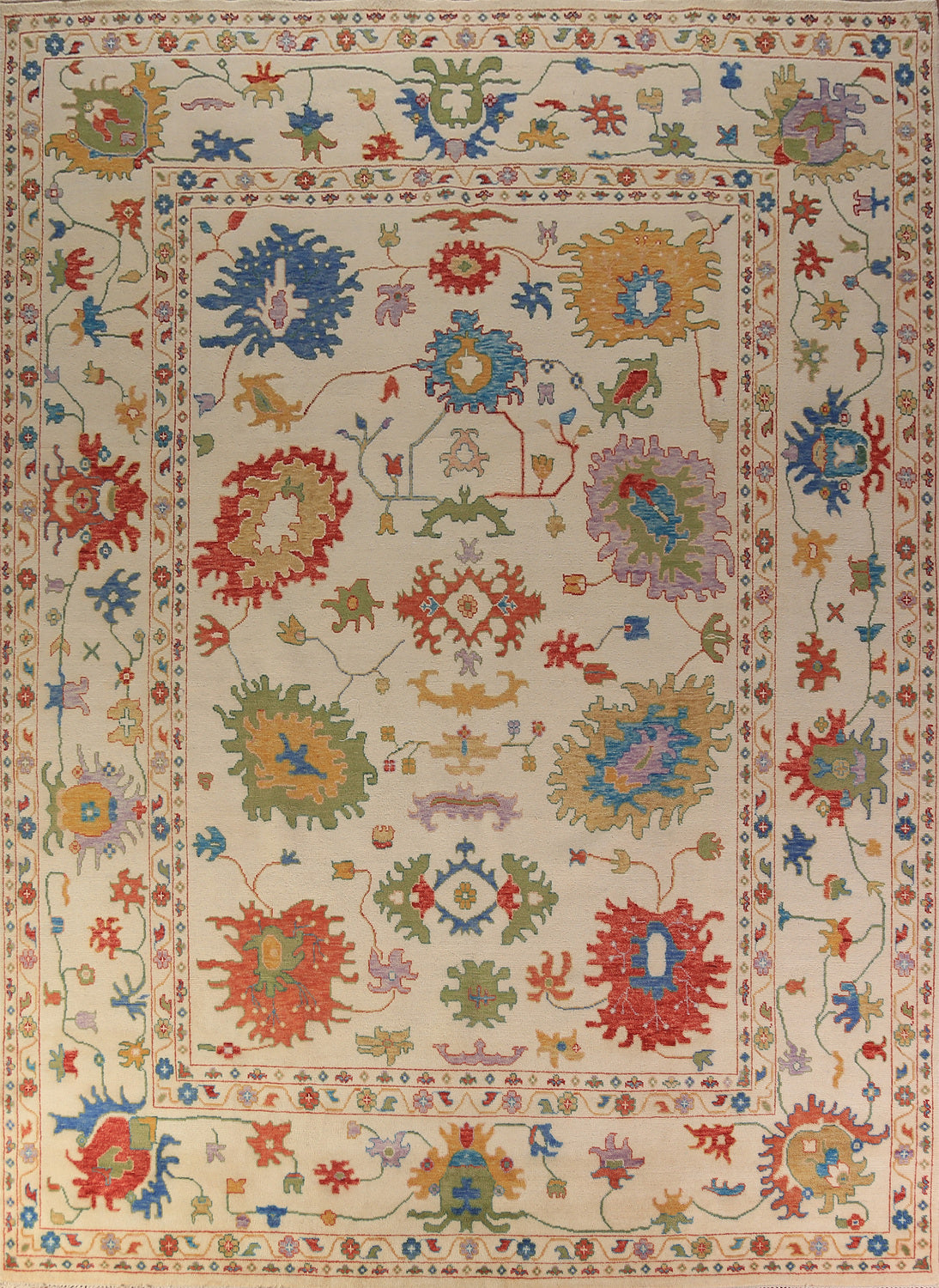 All-Over Floral Oushak Oriental Large Rug 12x15