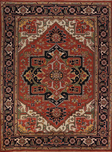 Orange Wool Heriz Serapi Indian Area Rug 9x12