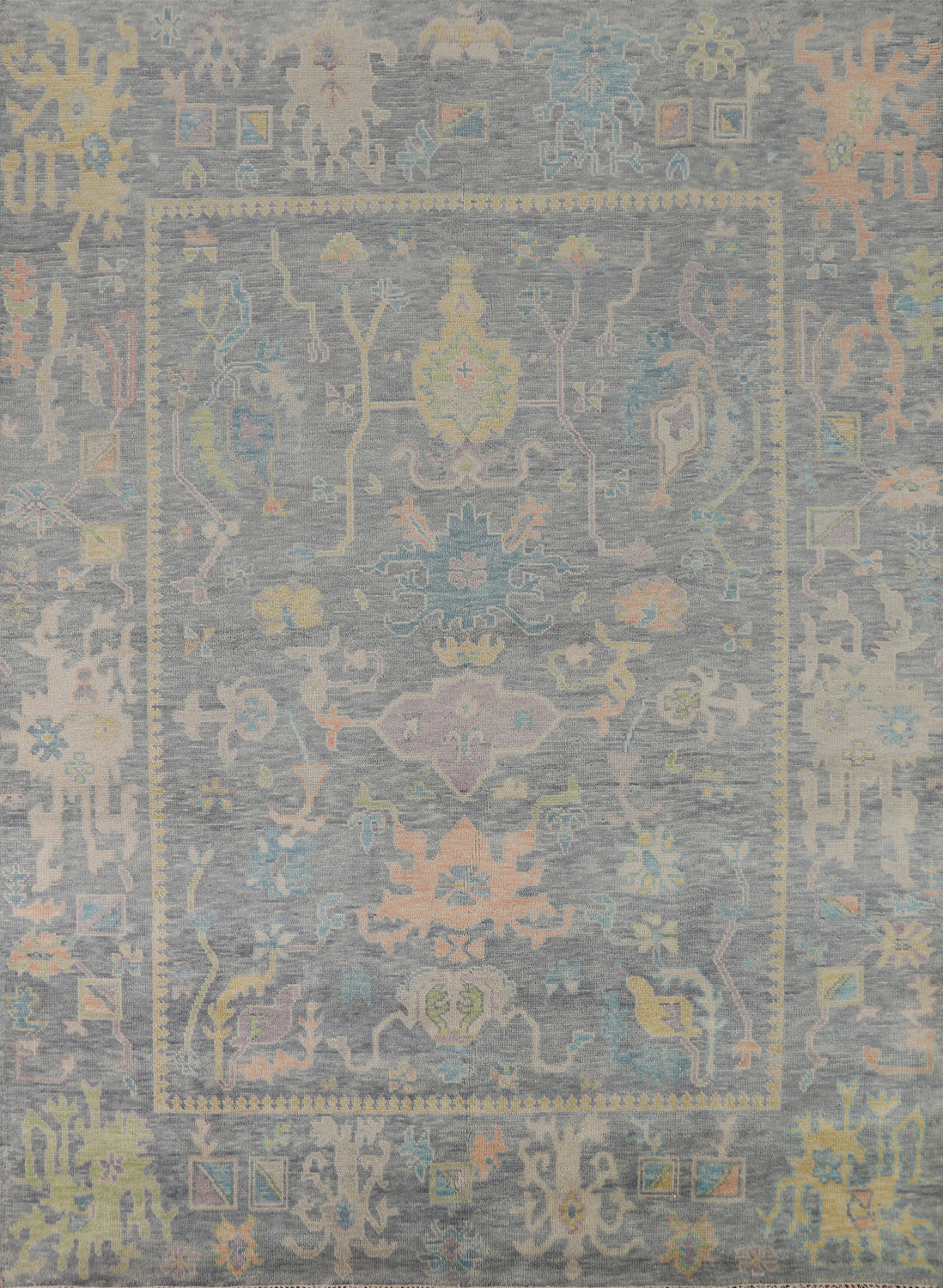All-Over Gray Wool Oushak Oriental Area Rug 8x10