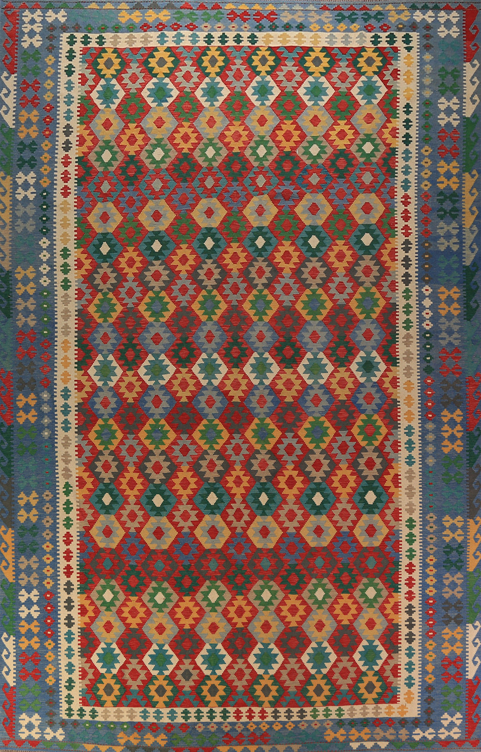 Palace Size Geometric Kilim Oriental Wool Rug 10x16