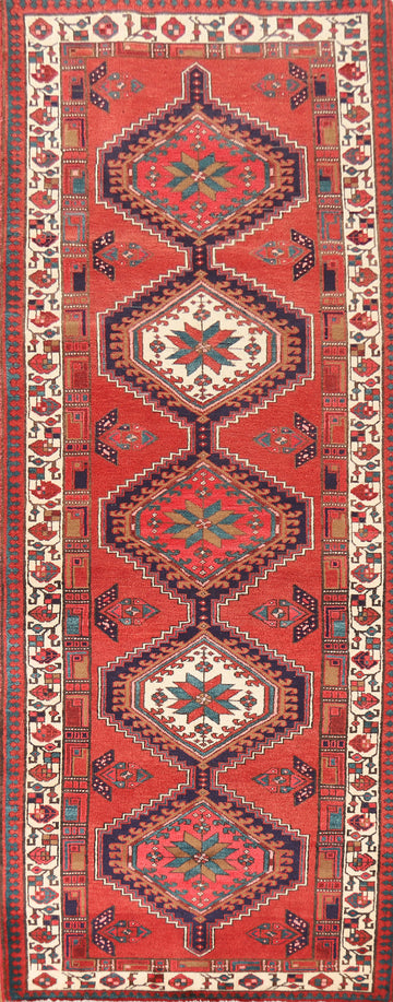 Vintage Geometric Ardebil Persian Runner Rug 4x11