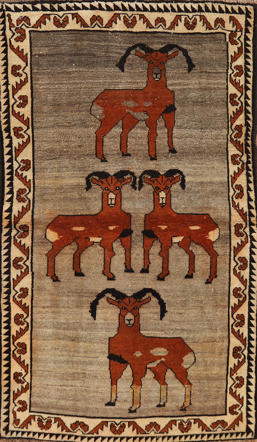 Animals Pictorial Wool Gabbeh Persian Rug 4x6
