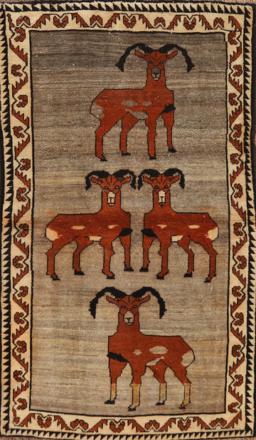 Animals Pictorial Wool Gabbeh Persian Rug 4x6