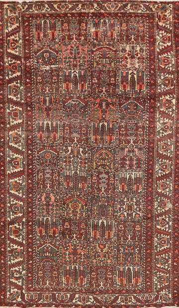 All-Over Wool Vintage Bakhtiari Persian Area Rug 5x10